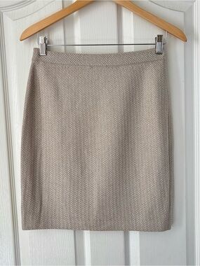 St. John Evening Neutral Beige Knit Pencil Skirt